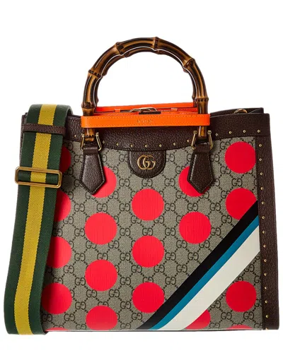 Gucci Diana Medium Gg Supreme Canvas & Leather Tote In Brown