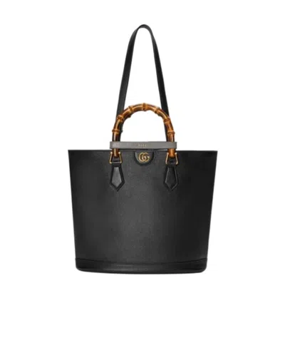Gucci Small Diana Leather Tote Bag In Black