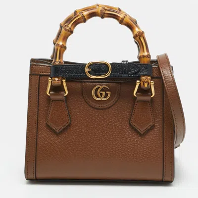 Pre-owned Gucci Diana Mini Brown Leather Tote