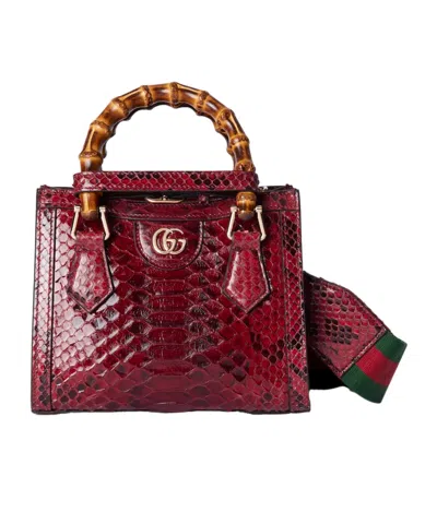 Gucci Diana Mini Python Tote Bag In Red