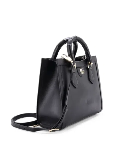 Pre-owned Gucci Diana Nm Bamboo Handle Leather Small Tote Bag In Black