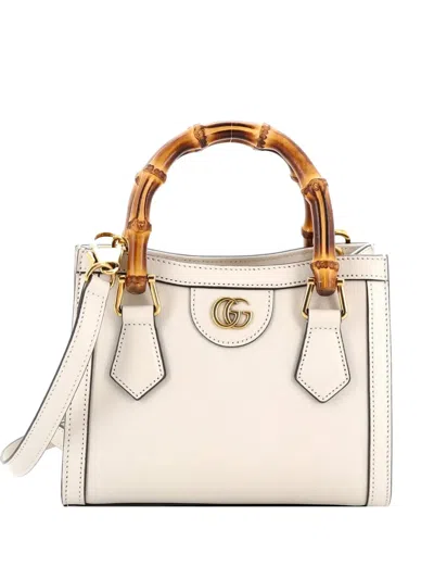 Pre-owned Gucci Diana Nm Bamboo Handle Tote Leather Mini Crossbody Bag In Neutral
