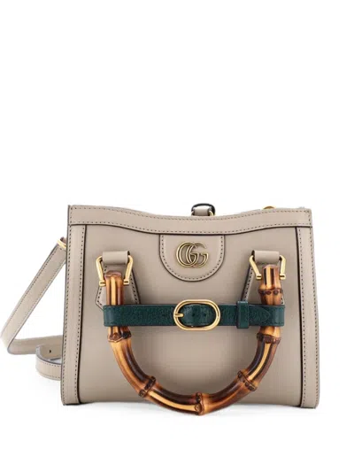 Pre-owned Gucci Diana Nm Bamboo Handle Tote Leather Mini Crossbody Bag In Neutral