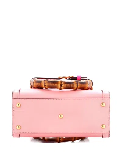Pre-owned Gucci Diana Nm Bamboo Handle Tote Leather Mini Crossbody Bag In Pink