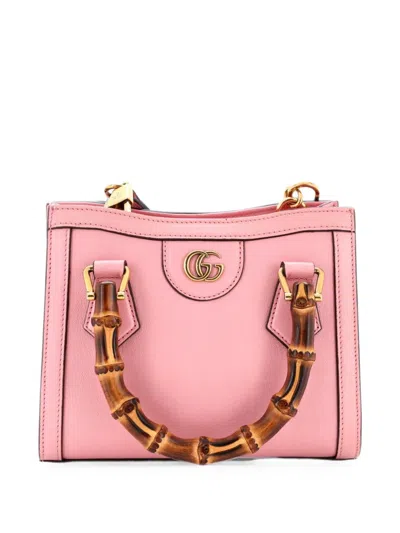 Pre-owned Gucci Diana Nm Bamboo Handle Tote Leather Mini Crossbody Bag In Pink