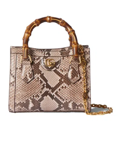 Gucci Diana Python Small Tote Bag In Pink