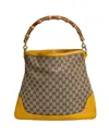 Gucci Diana Shopper Bamboo Gg Supreme Yellow In Grey