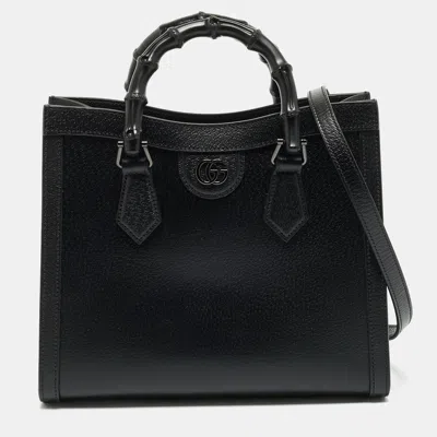 Pre-owned Gucci Diana Small Black Leather Tote