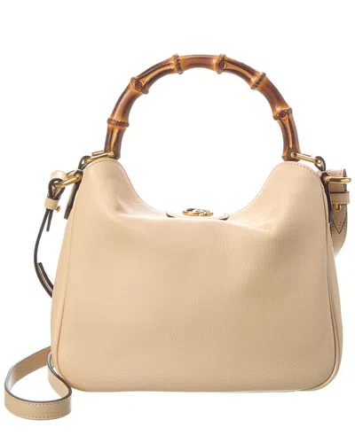 Gucci Diana Small Leather Shoulder Bag In Beige