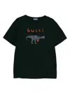 Gucci Dinosaur-print Cotton T-shirt In Black