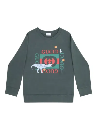 Gucci Kids' Dinosaur-print Sweatshirt In Green