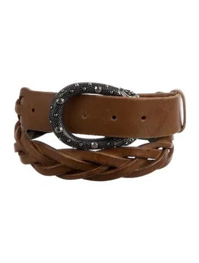 Pre-owned Gucci Dionysus Accent Leather Belt In Brown