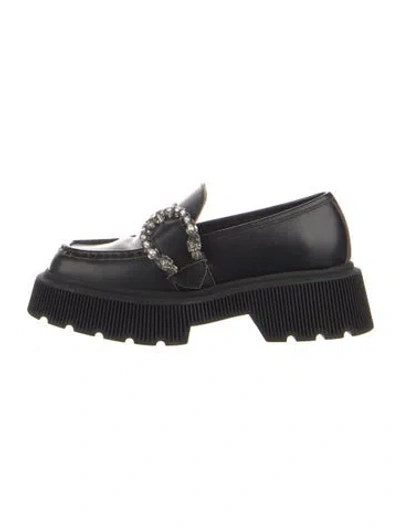 Pre-owned Gucci Dionysus Accent Leather Loafers In Black