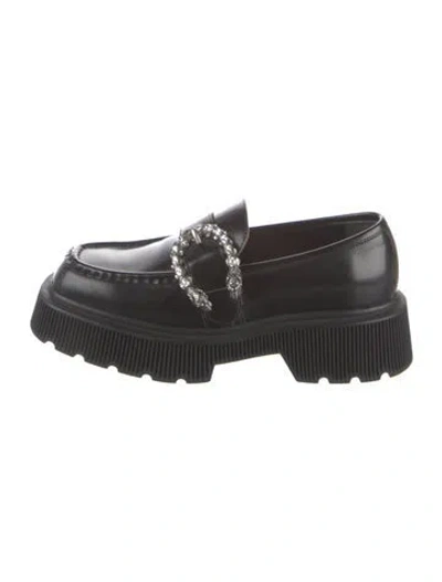 Pre-owned Gucci Dionysus Accent Leather Loafers In Black