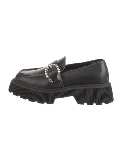 Pre-owned Gucci Dionysus Accent Leather Loafers In Black