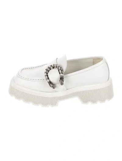 Pre-owned Gucci Dionysus Accent Leather Loafers In White
