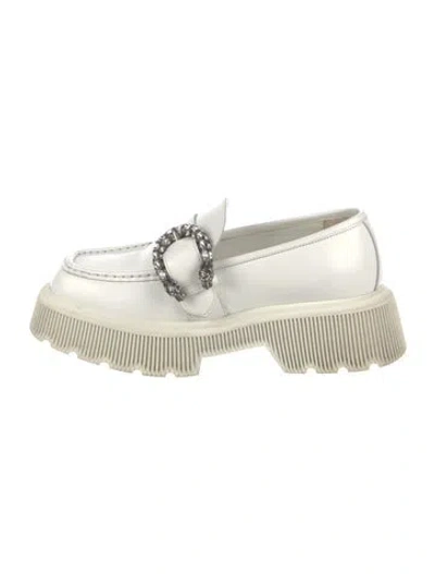 Pre-owned Gucci Dionysus Accent Leather Loafers In White