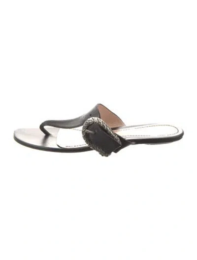 Pre-owned Gucci Dionysus Accent Leather Slides In Black