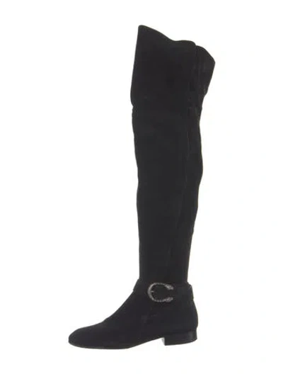 Pre-owned Gucci Dionysus Accent Suede Boots In Blue