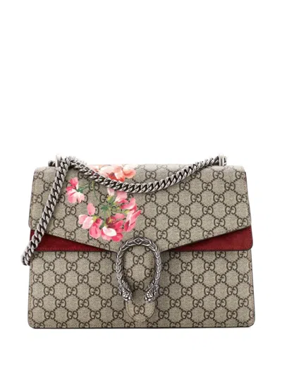 Pre-owned Gucci Dionysus Bag Blooms Print Gg Coated Canvas Medium Shoulder Bag In Brown