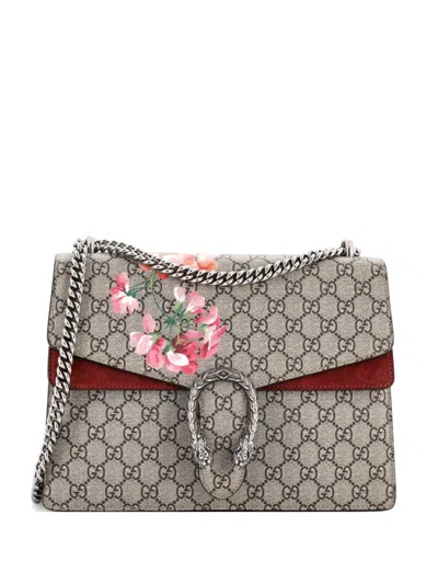 Pre-owned Gucci Dionysus Bag Blooms Print Gg Coated Canvas Medium Shoulder Bag In Brown