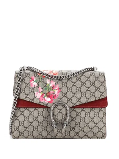 Pre-owned Gucci Dionysus Bag Blooms Print Gg Coated Canvas Medium Shoulder Bag In Brown