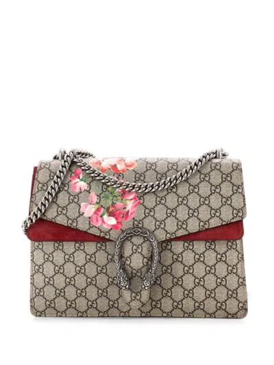 Pre-owned Gucci Dionysus Bag Blooms Print Gg Coated Canvas Medium Shoulder Bag In Brown