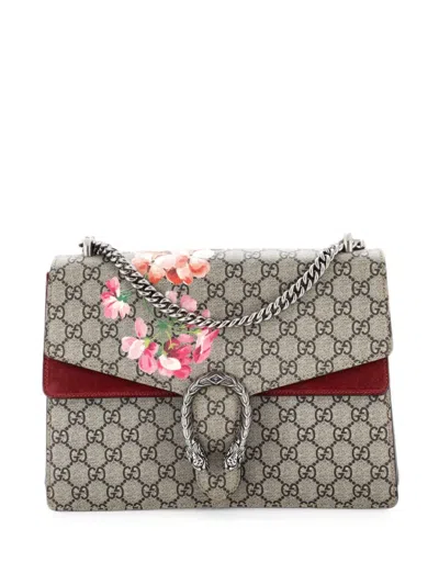Pre-owned Gucci Dionysus Bag Blooms Print Gg Coated Canvas Medium Shoulder Bag In Brown