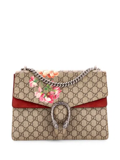 Pre-owned Gucci Dionysus Bag Blooms Print Gg Coated Canvas Medium Shoulder Bag In Brown