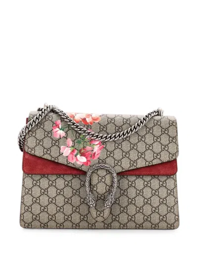 Pre-owned Gucci Dionysus Bag Blooms Print Gg Coated Canvas Medium Shoulder Bag In Brown