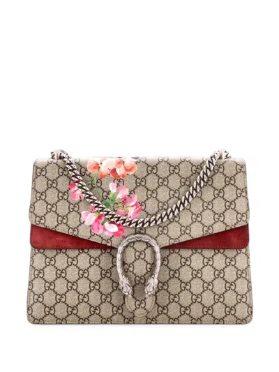 Pre-owned Gucci Dionysus Bag Blooms Print Gg Coated Canvas Medium Shoulder Bag In Brown