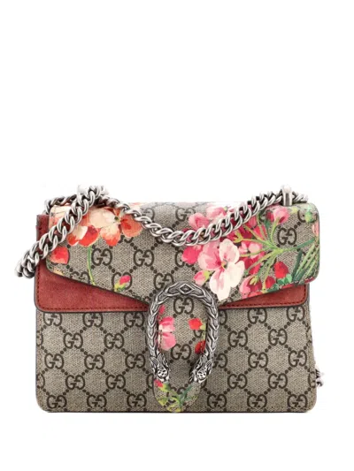 Pre-owned Gucci Dionysus Bag Blooms Print Gg Coated Canvas Mini Shoulder Bag In Brown