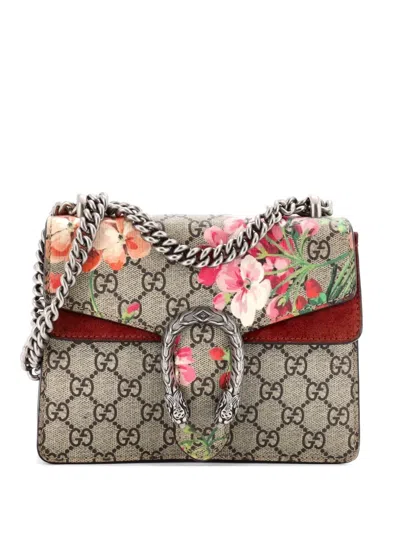 Pre-owned Gucci Dionysus Bag Blooms Print Gg Coated Canvas Mini Shoulder Bag In Brown