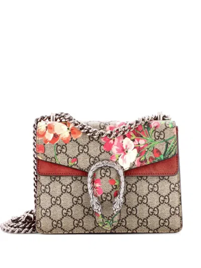 Pre-owned Gucci Dionysus Bag Blooms Print Gg Coated Canvas Mini Shoulder Bag In Brown