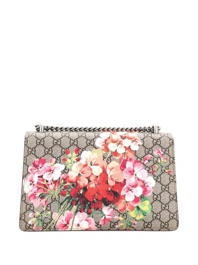 Pre-owned Gucci Dionysus Bag Blooms Print Gg Coated Canvas Small Shoulder Bag In Brown