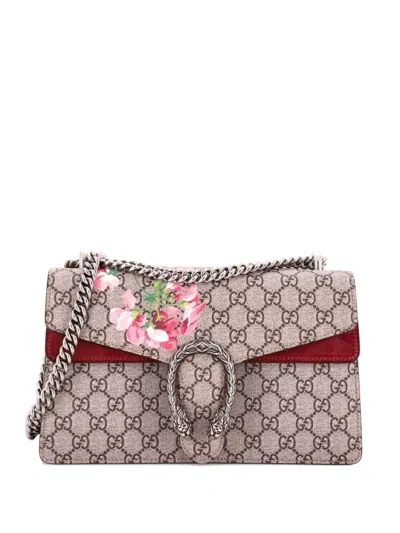 Pre-owned Gucci Dionysus Bag Blooms Print Gg Coated Canvas Small Shoulder Bag In Brown