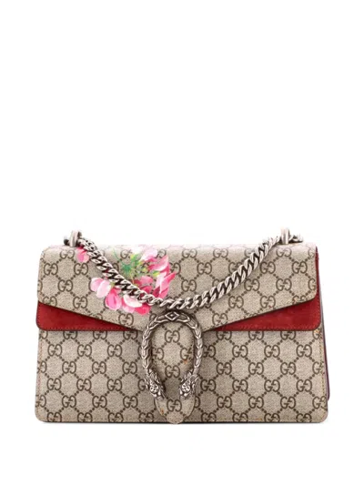 Pre-owned Gucci Dionysus Bag Blooms Print Gg Coated Canvas Small Shoulder Bag In Brown
