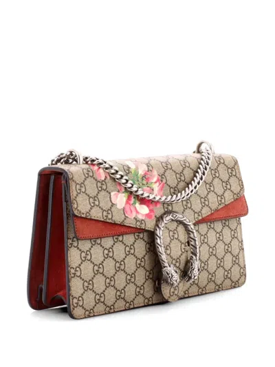 Pre-owned Gucci Dionysus Bag Blooms Print Gg Coated Canvas Small Shoulder Bag In Brown