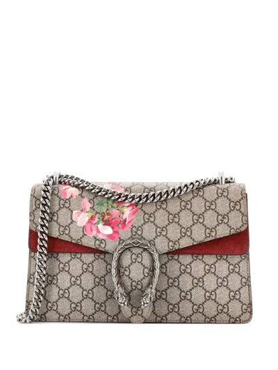 Pre-owned Gucci Dionysus Bag Blooms Print Gg Coated Canvas Small Shoulder Bag In Brown