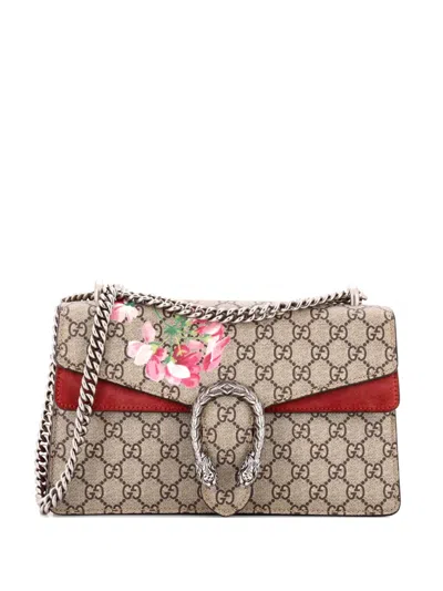 Pre-owned Gucci Dionysus Bag Blooms Print Gg Coated Canvas Small Shoulder Bag In Brown