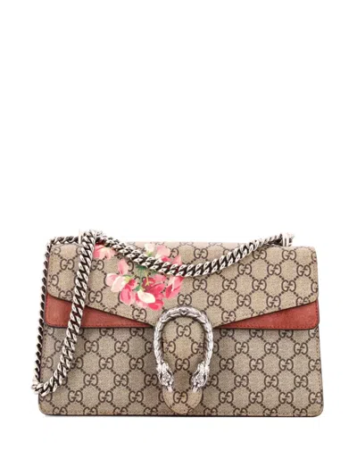 Pre-owned Gucci Dionysus Bag Blooms Print Gg Coated Canvas Small Shoulder Bag In Brown