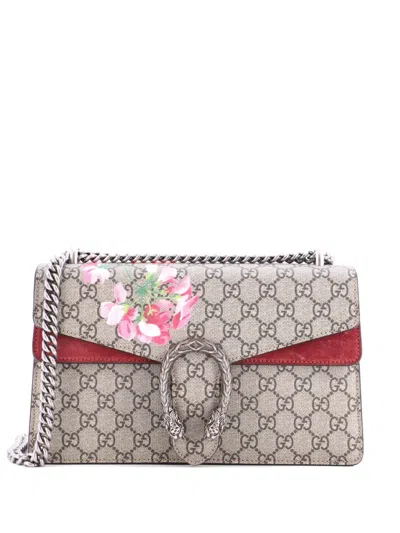 Pre-owned Gucci Dionysus Bag Blooms Print Gg Coated Canvas Small Shoulder Bag In Brown
