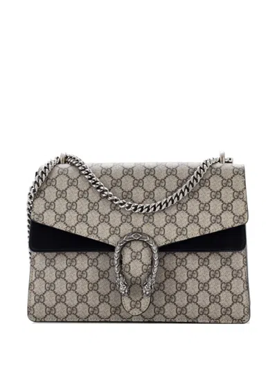 Pre-owned Gucci Dionysus Bag Gg Coated Canvas Medium Shoulder Bag In Black