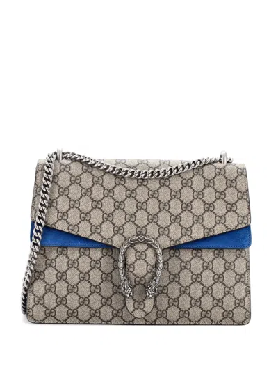 Pre-owned Gucci Dionysus Bag Gg Coated Canvas Medium Shoulder Bag In Blue
