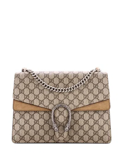 Pre-owned Gucci Dionysus Bag Gg Coated Canvas Medium Shoulder Bag In Brown