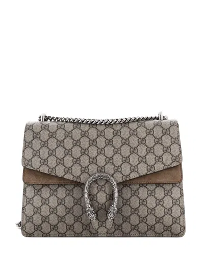 Pre-owned Gucci Dionysus Bag Gg Coated Canvas Medium Shoulder Bag In Neutral