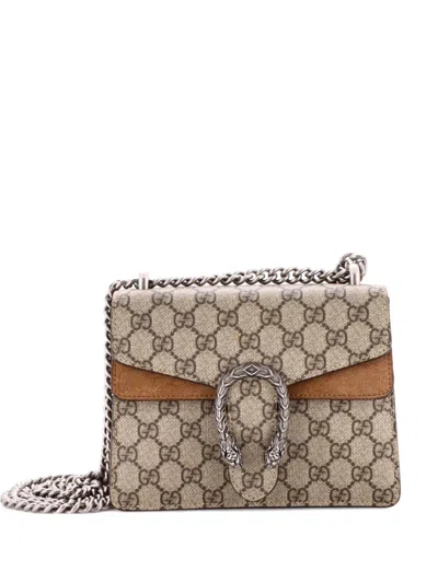 Pre-owned Gucci Dionysus Bag Gg Coated Canvas Mini Crossbody Bag In Brown