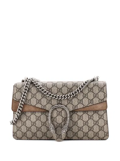 Pre-owned Gucci Dionysus Bag Gg Coated Canvas Small Shoulder Bag In Neutral