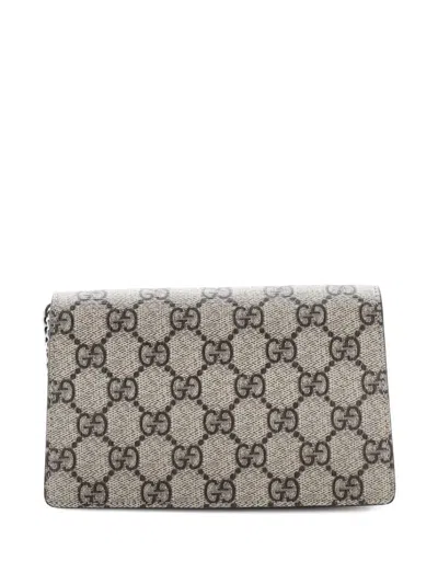 Pre-owned Gucci Dionysus Bag Gg Coated Canvas Super Mini Crossbody Bag In Brown