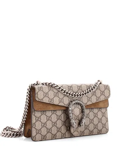 Pre-owned Gucci Dionysus Bag Gg Coated Canvas With Crystal Embellished Metal Small Shoulder Bag In Brown